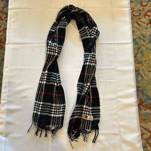Kennedy Scotland 100 100% cashmere‎ scarf black red white plaid EUC